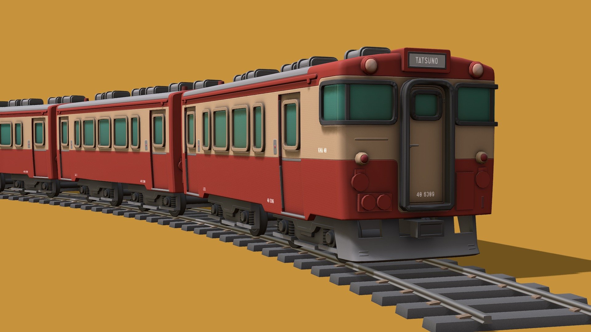 Cartoon Commuter Train 3d model