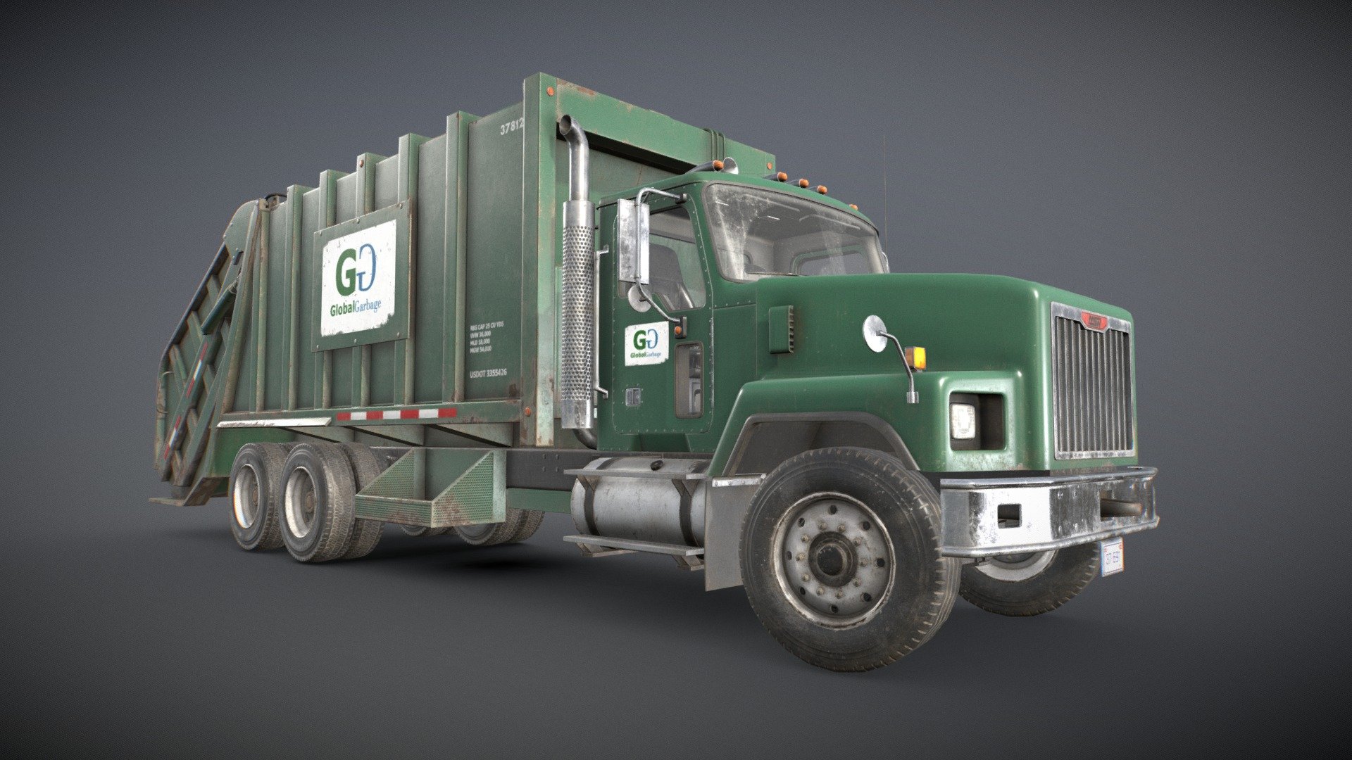 Classic Garbage Truck 3d model