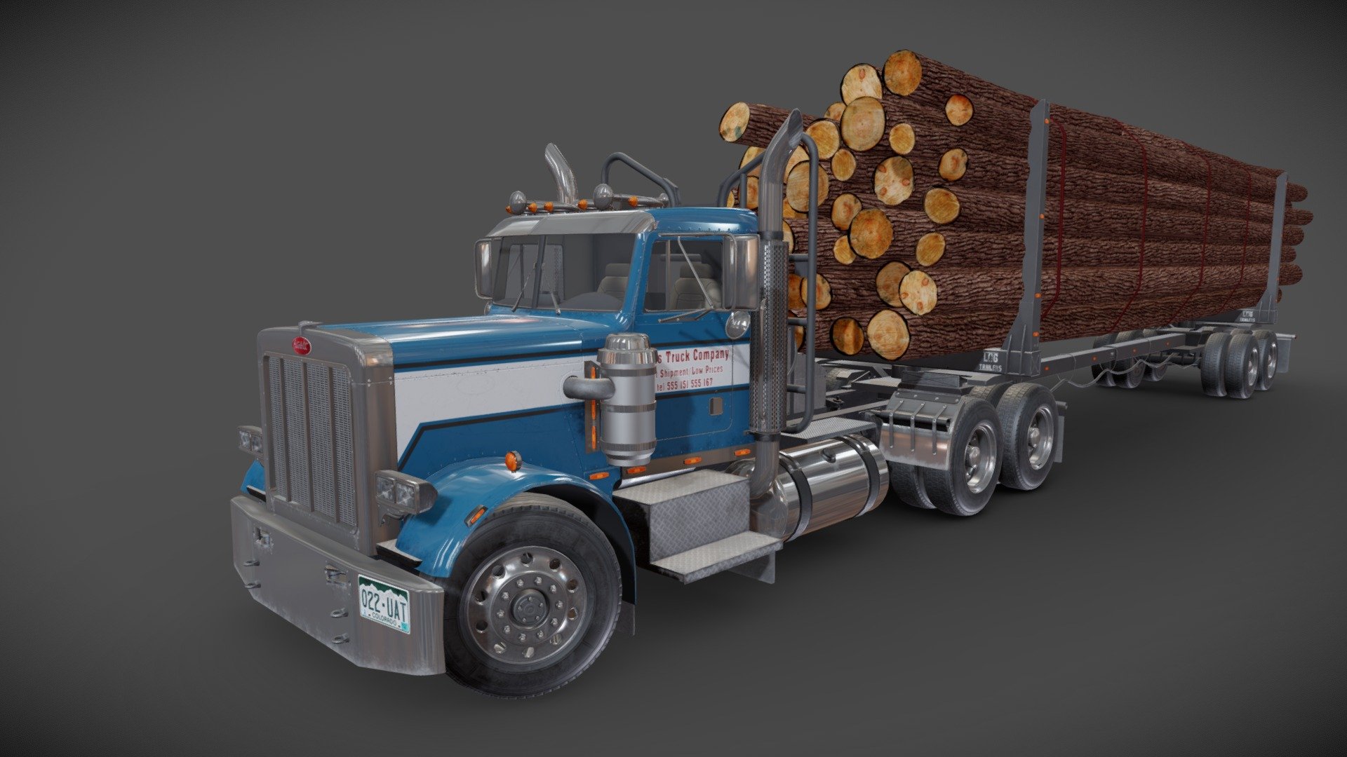 Peterbilt 359 Logtrailer 3d model