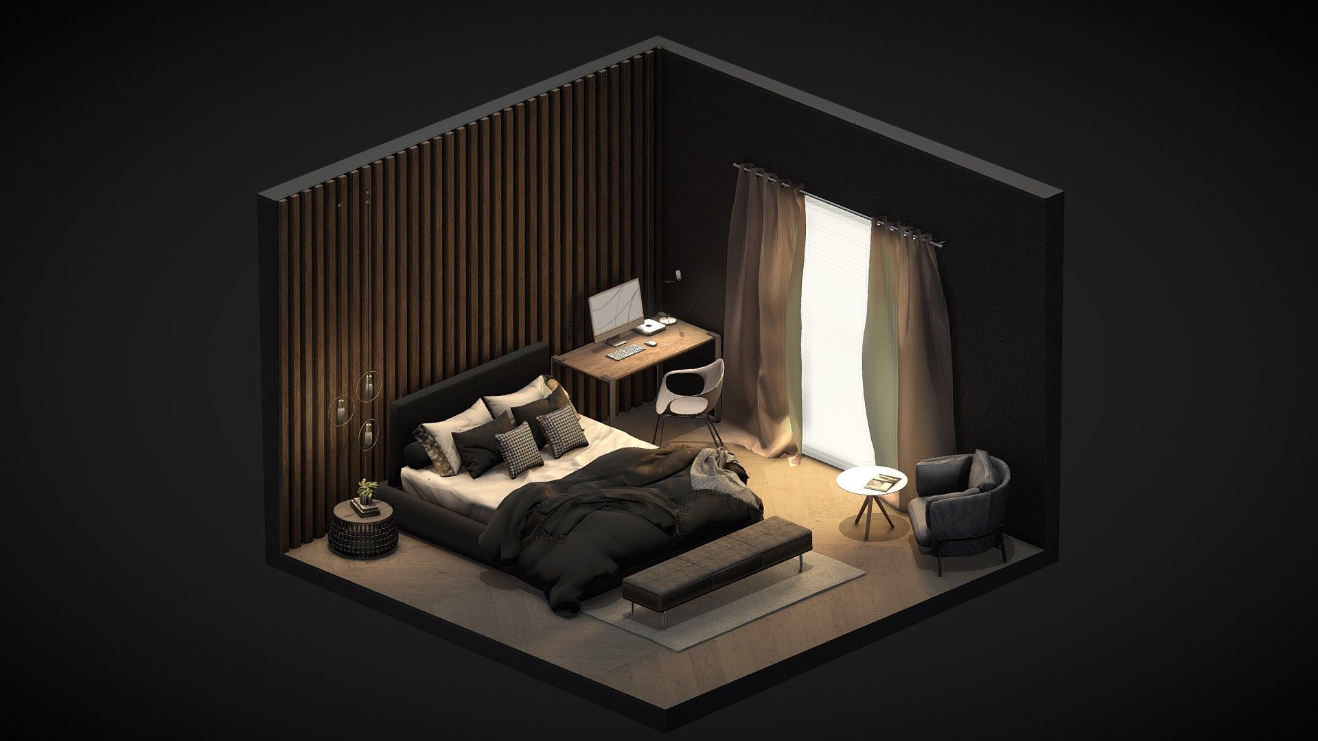 Isometric Bedroom 3d model