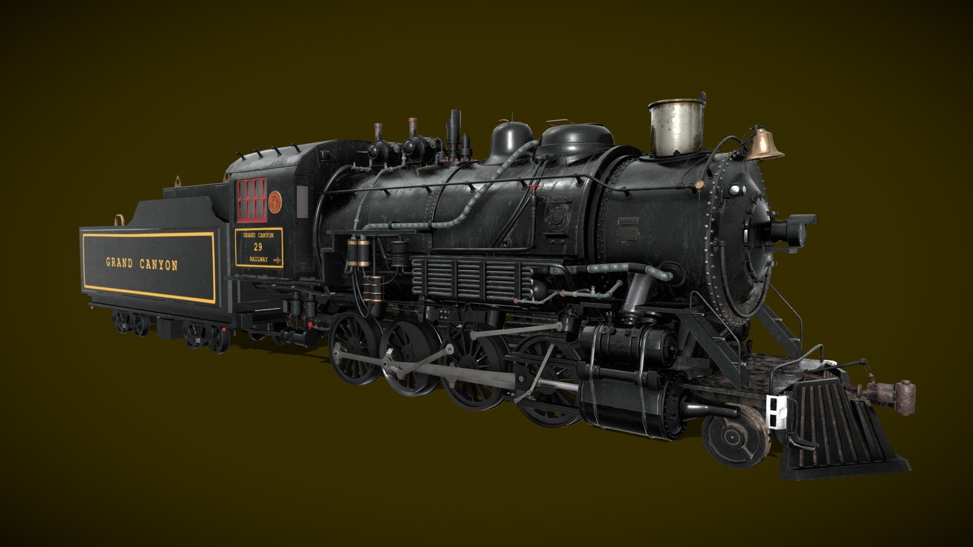 Steam Train (Animated) 3d model