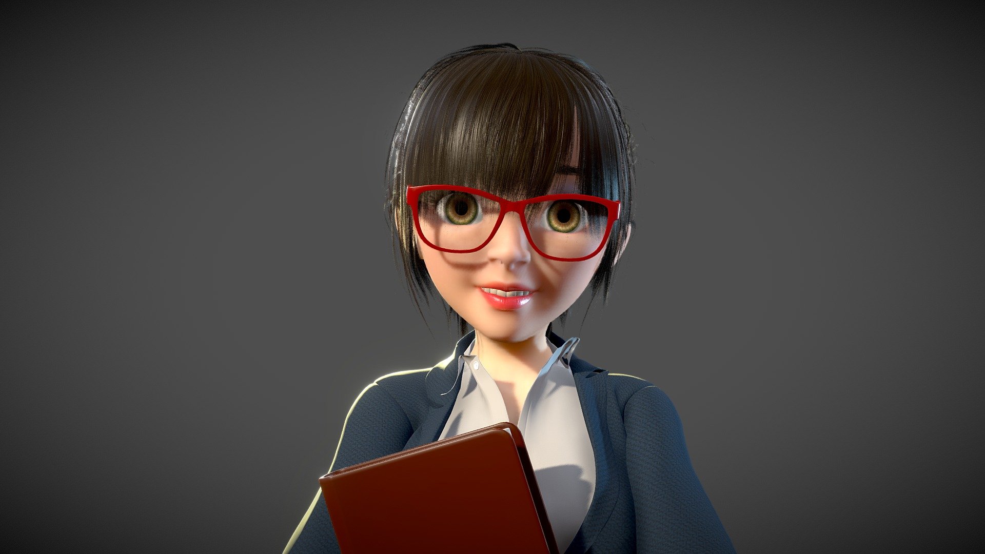 Cartoon teacher beauty secretary have a binding 3d model