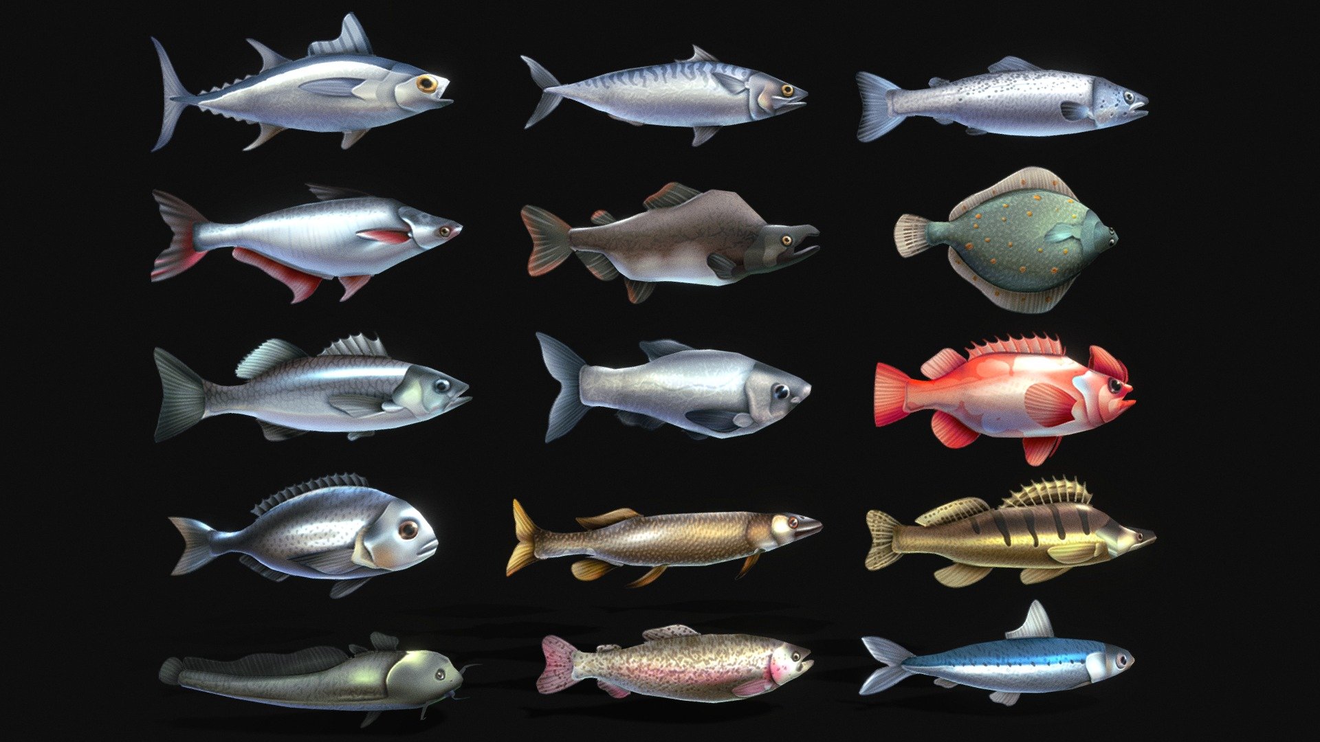 Stylize Fish Pack 3d model