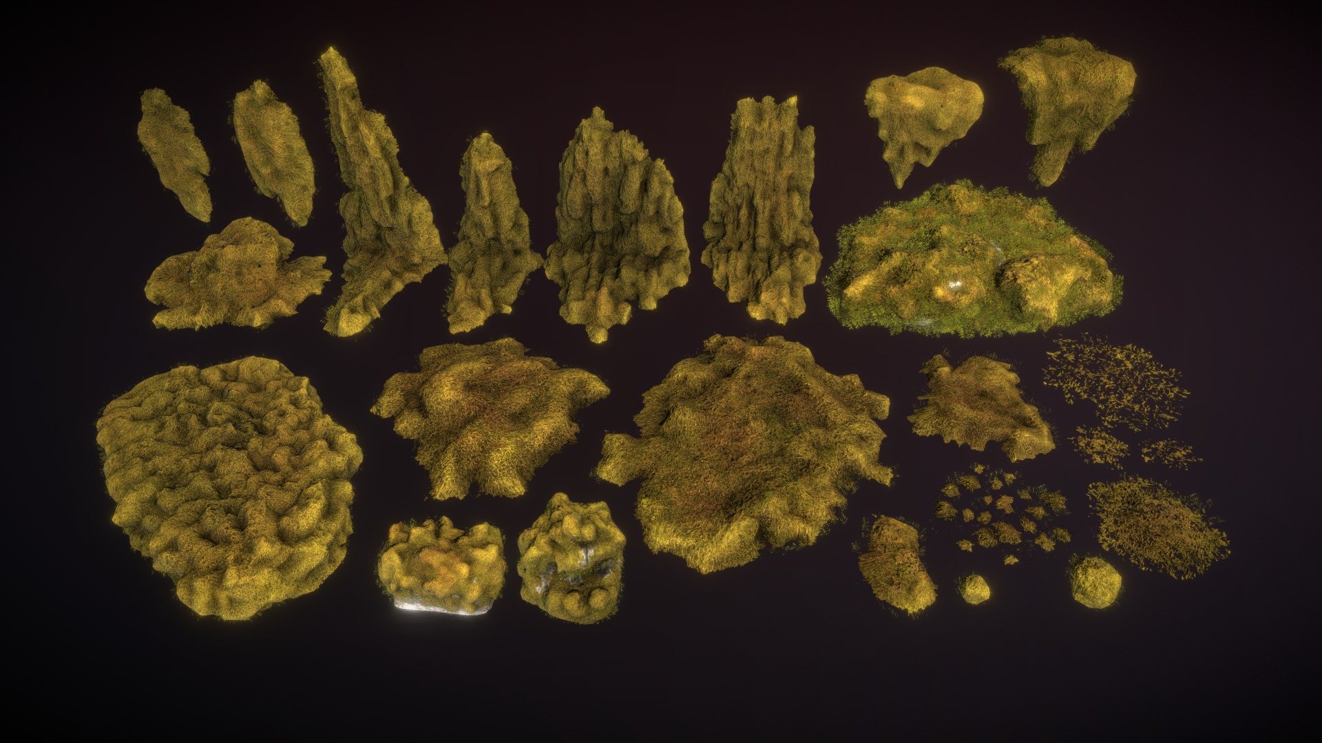 Mossy piles 3d model