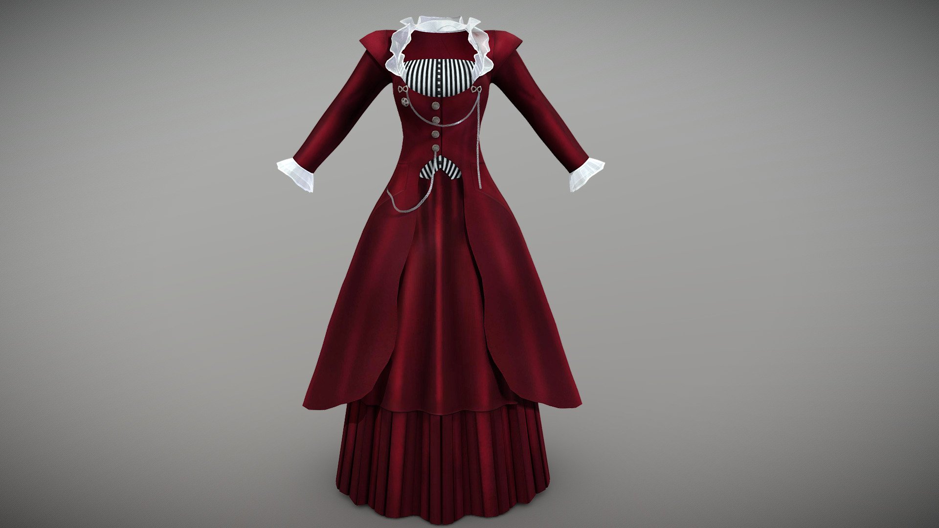 Female Victorian Steampunk Dress 3d model