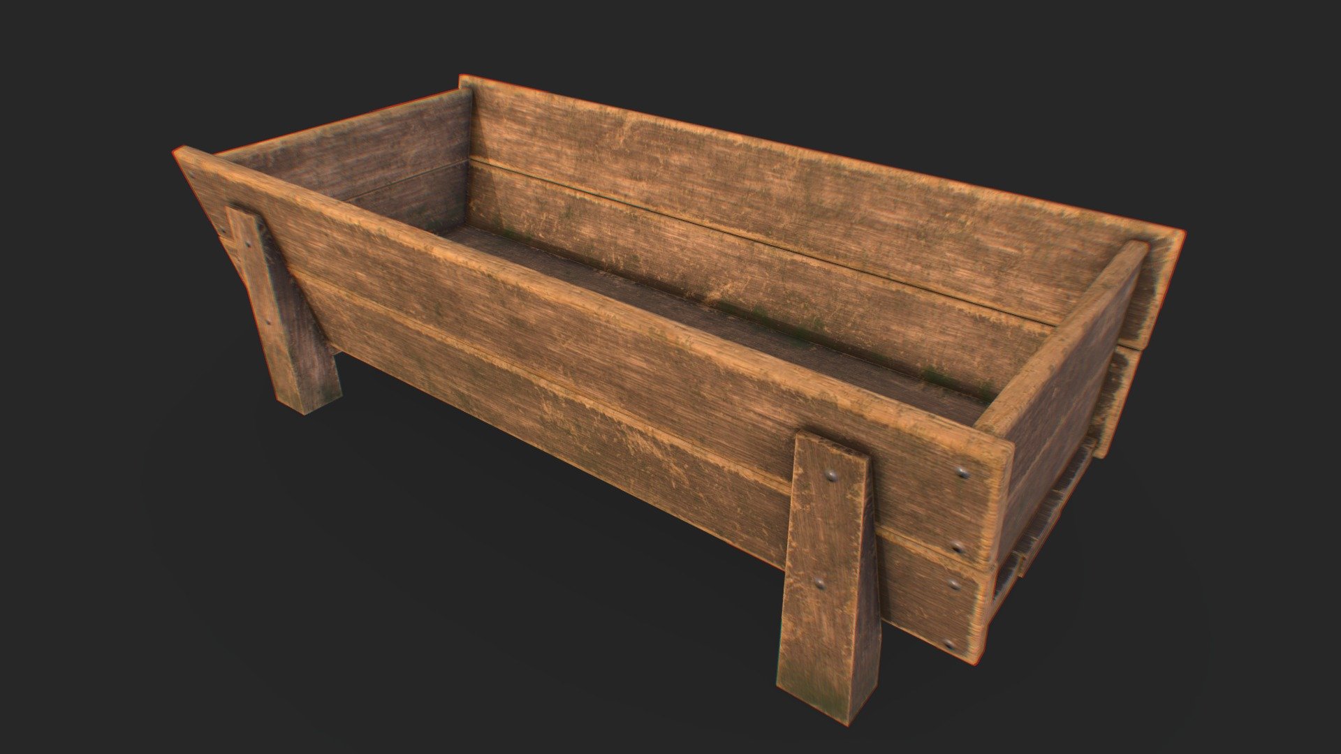 Feeding Trough. Low poly and game-ready. 3d model