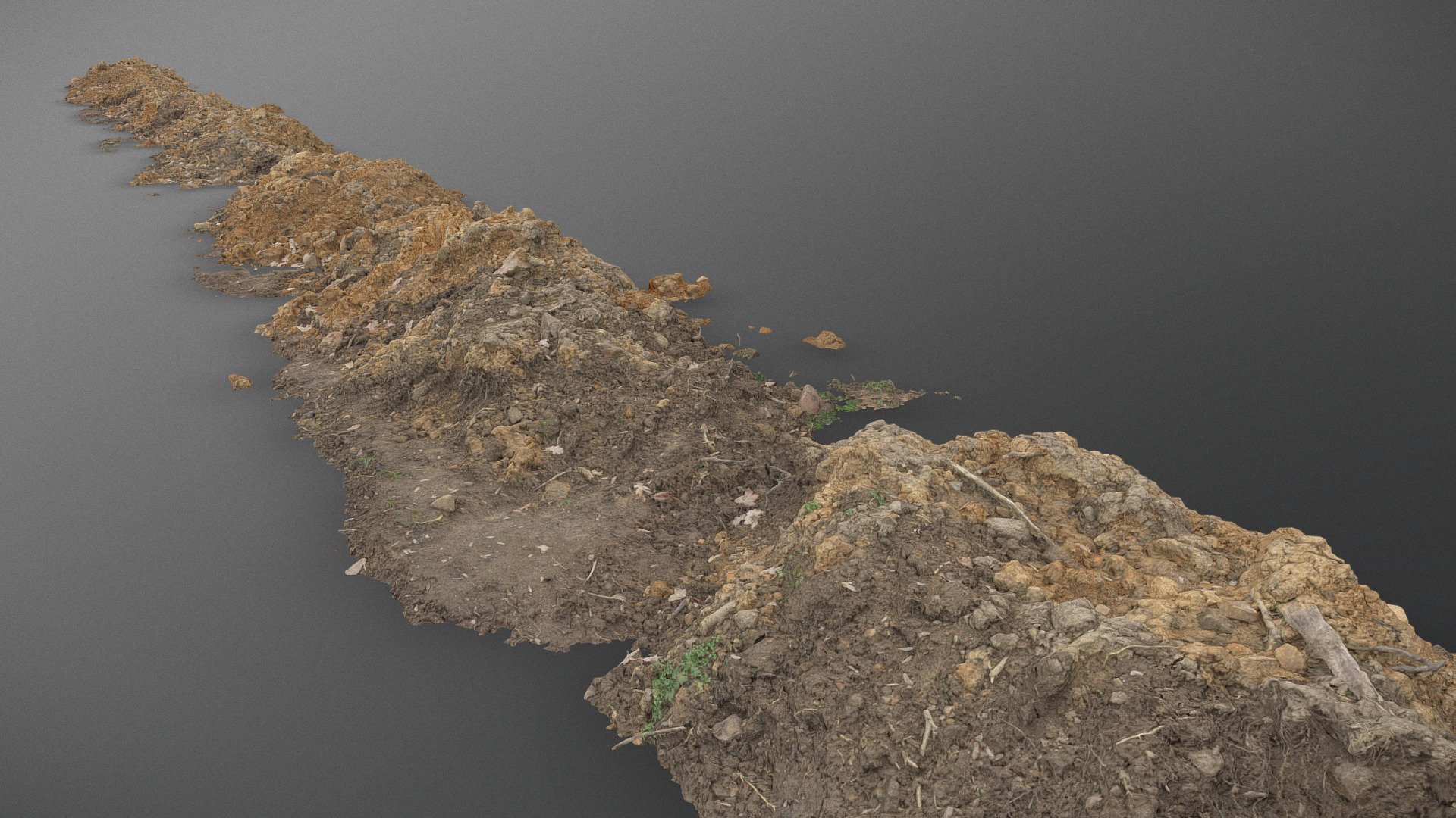 Long clay dirt pile 3d model