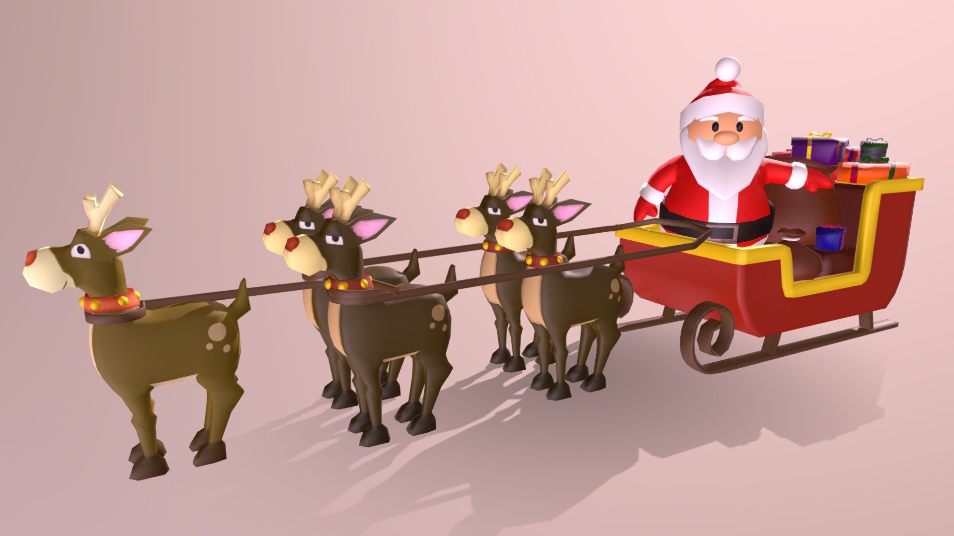 Santa Claus with sleigh 3d model