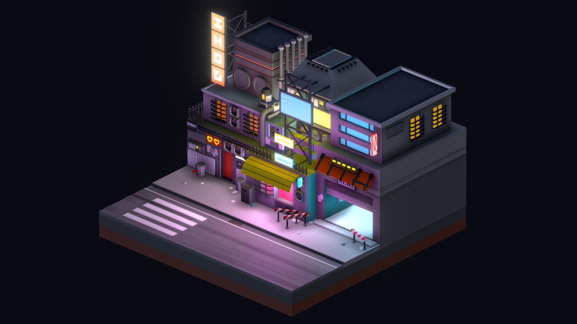 Cyberpunk land 3d model