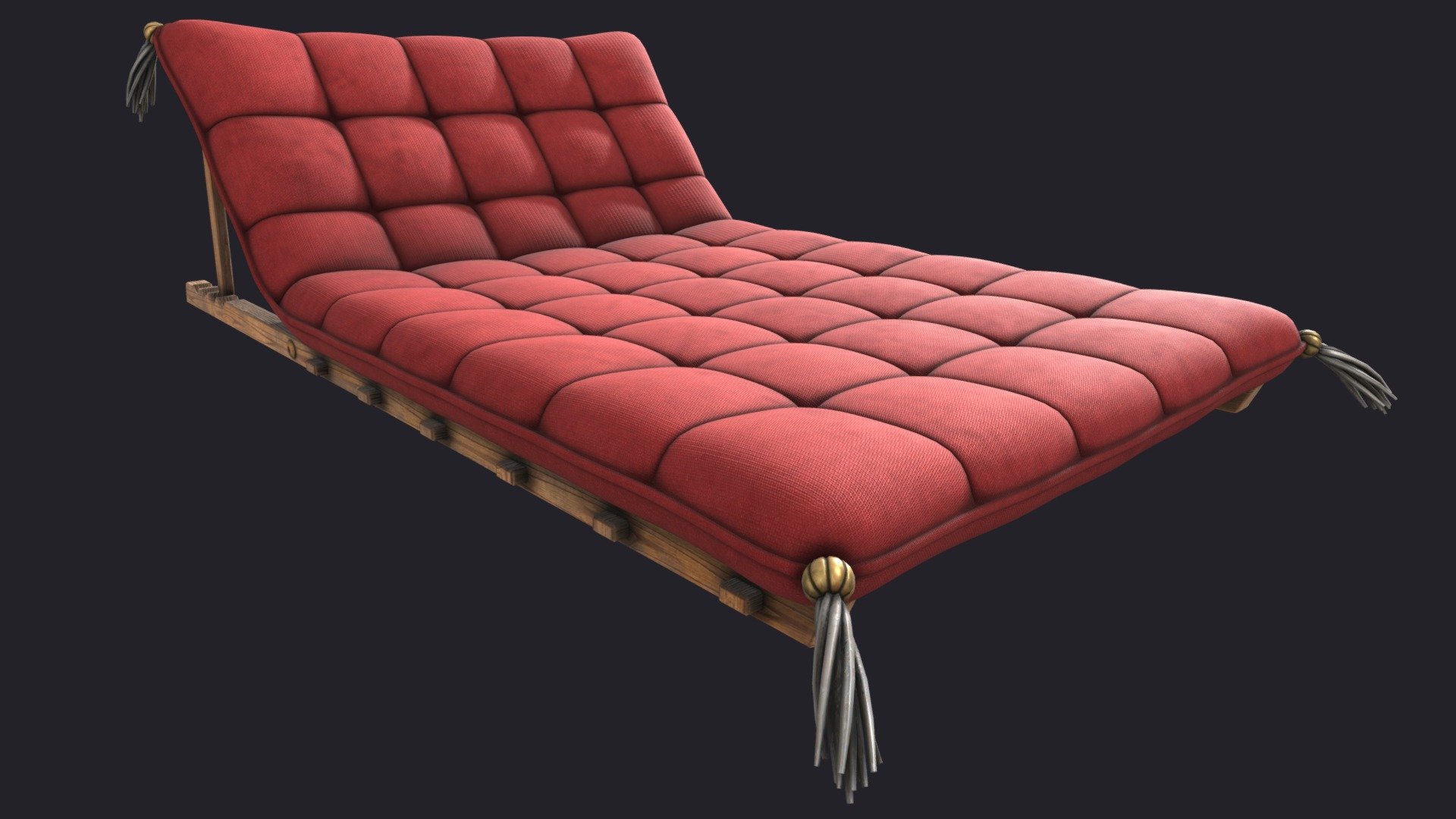 Tasseled Patio Lounger, Textured 3d model