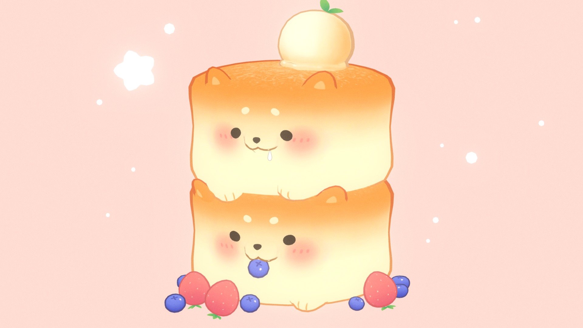 Fluffy Shiba Inu Pancakes 3d model