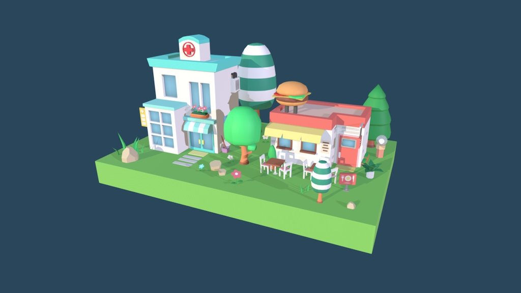 CartoonTown 3d model