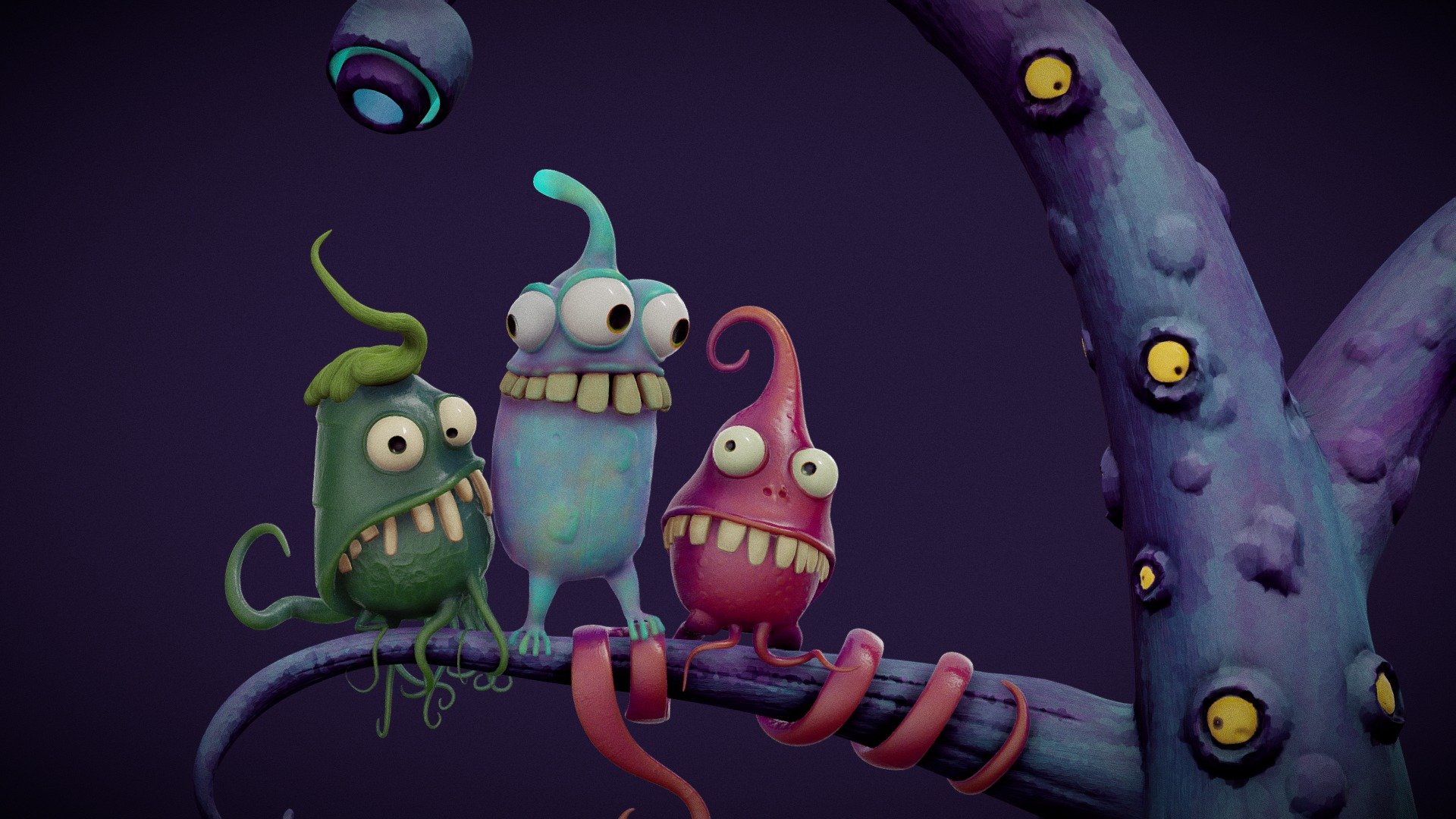 Cute monsters 3d model