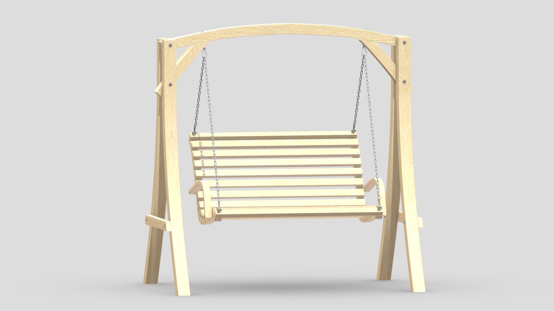 Wooden Swing Chair 01 3d model