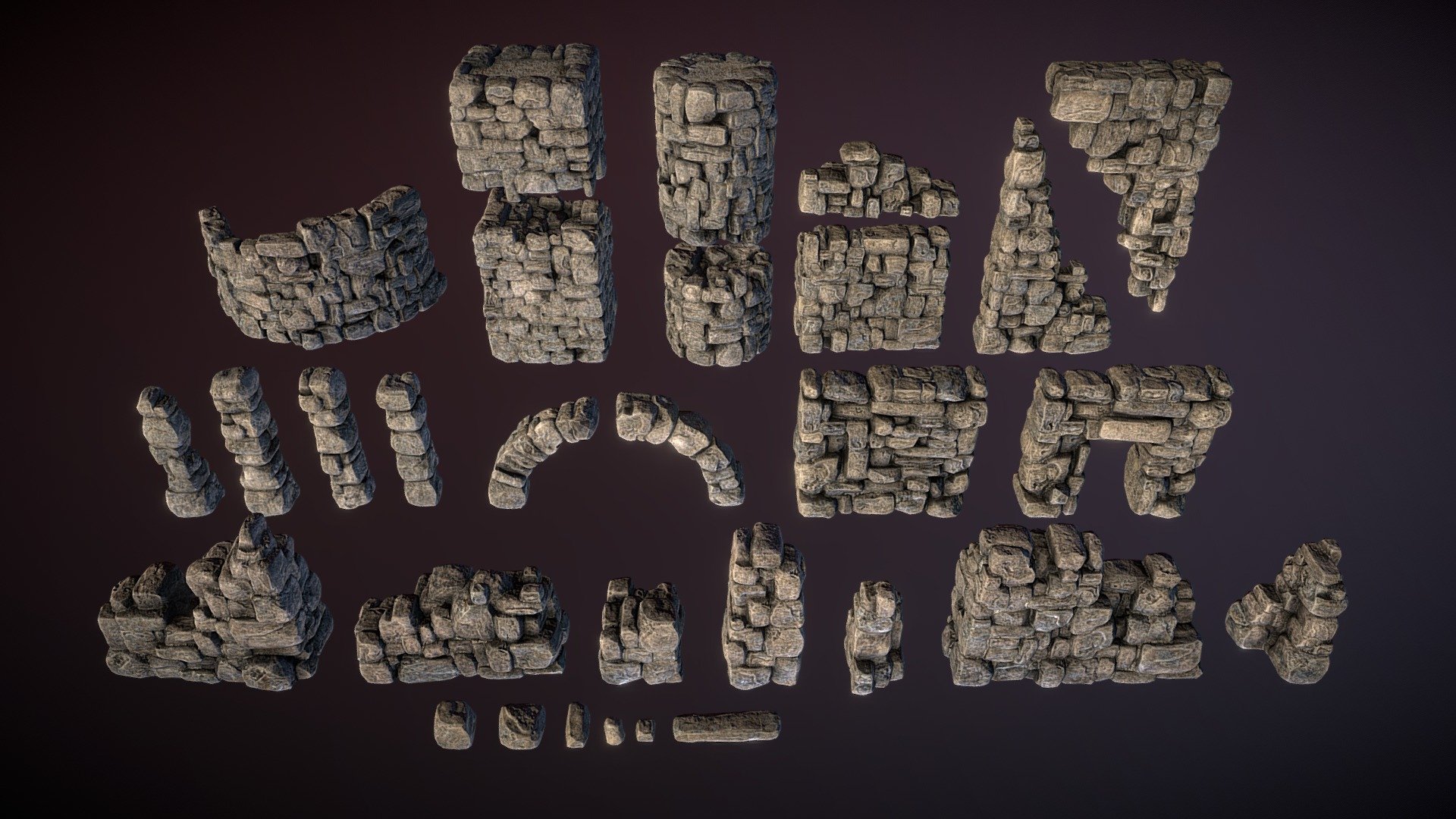 Ruined walls 3d model