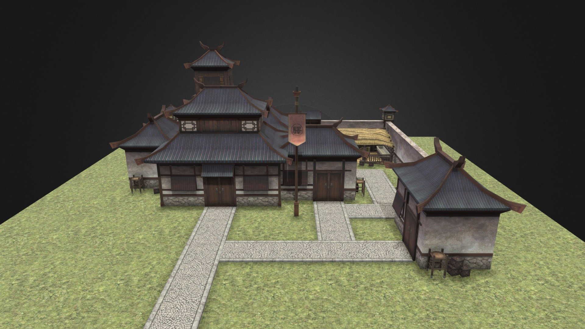 Ancient Chinese post station 3d model