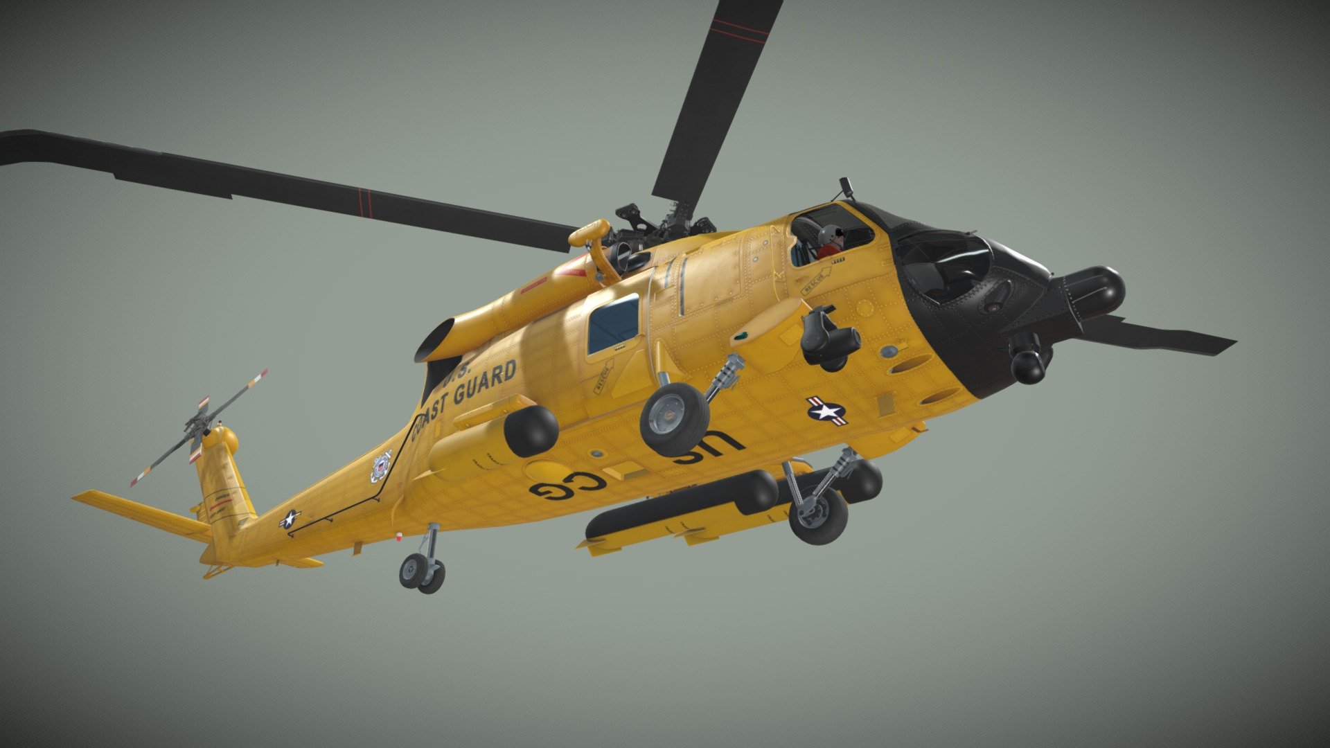 Sikorsky MH-60T "Jay Hawk" Basic Animation 3d model