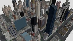 City Buildings Skyscraper New York Low-poly