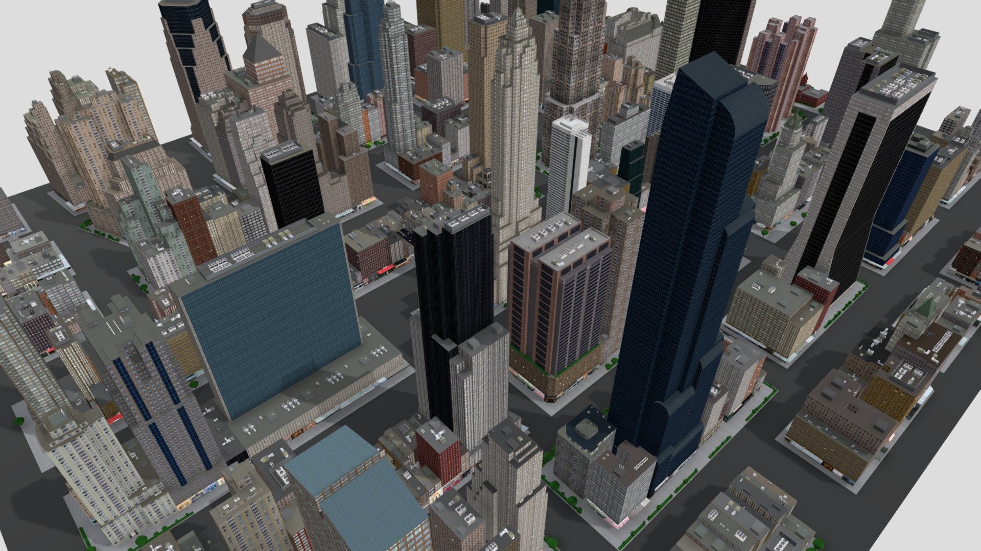 City Buildings Skyscraper New York Low-poly 3d model