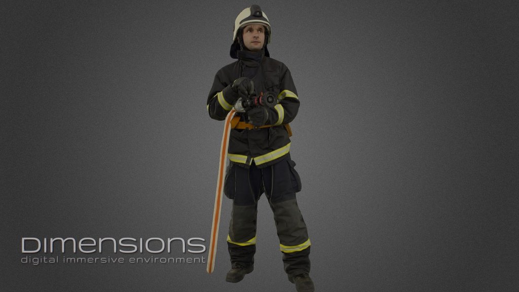 Hasič v zásahovém oděvu /fireman/ 3d model