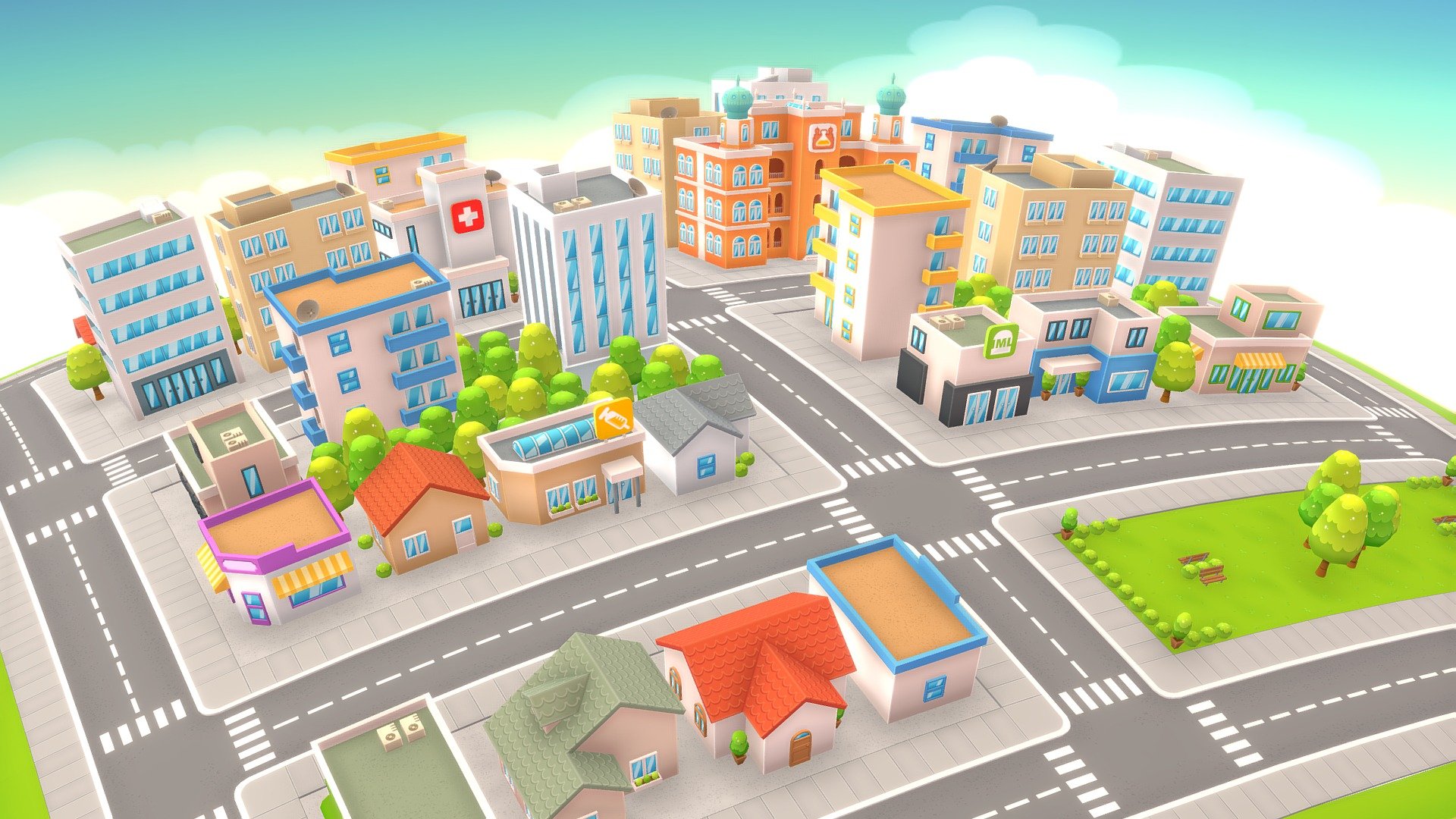 Toon City 3d model