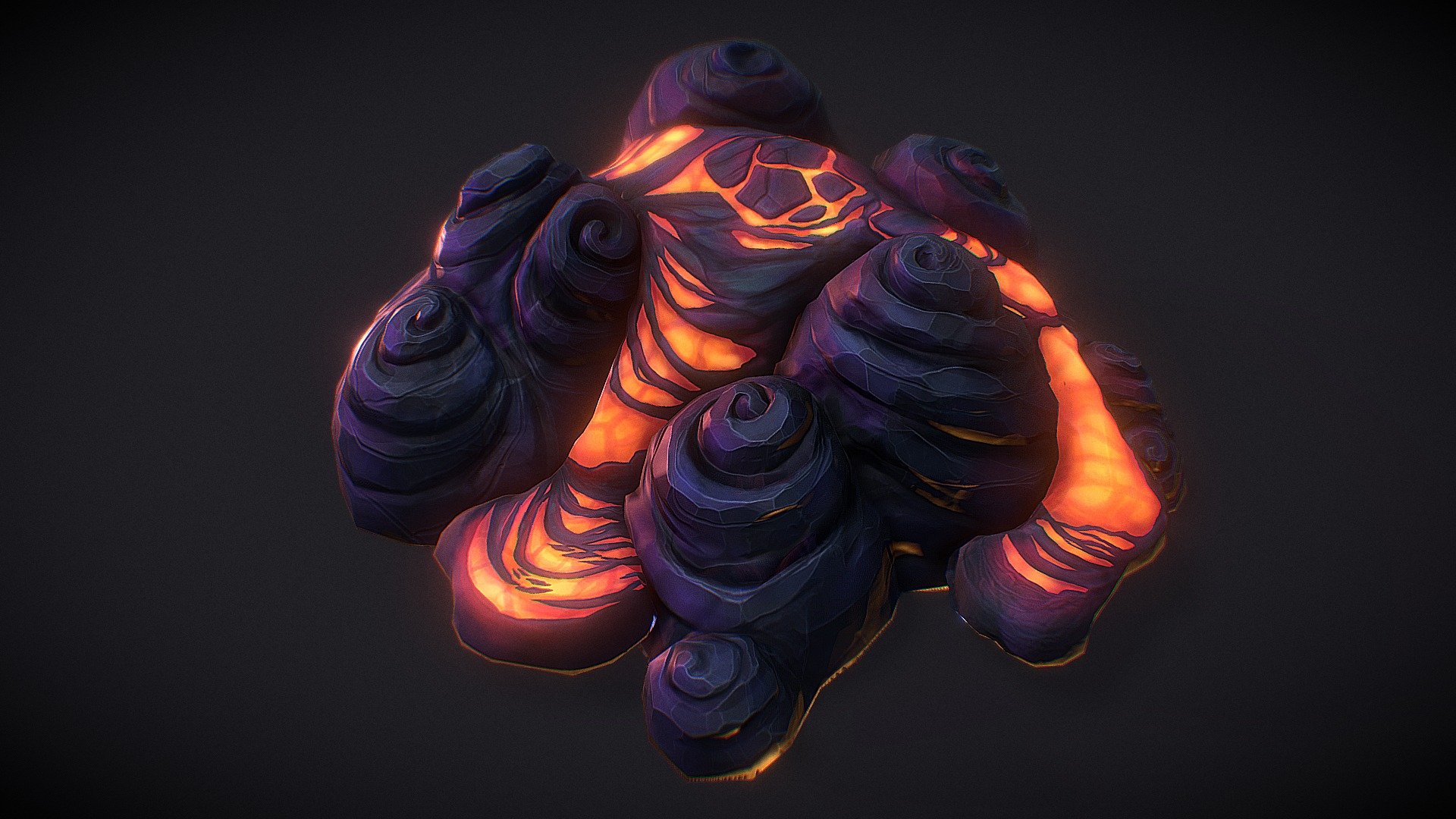 Chunky stylized lava rocks 3d model