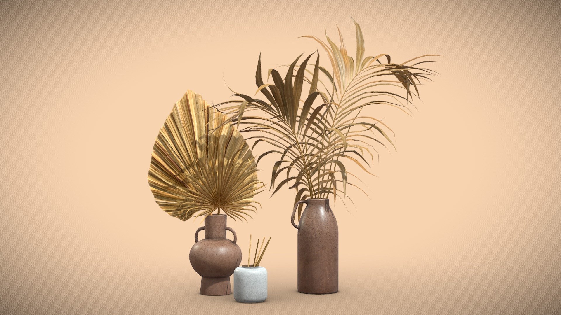 Dry Leaves in Vases 3d model