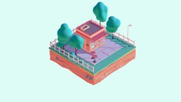 Cartoon Low Poly Street Tray