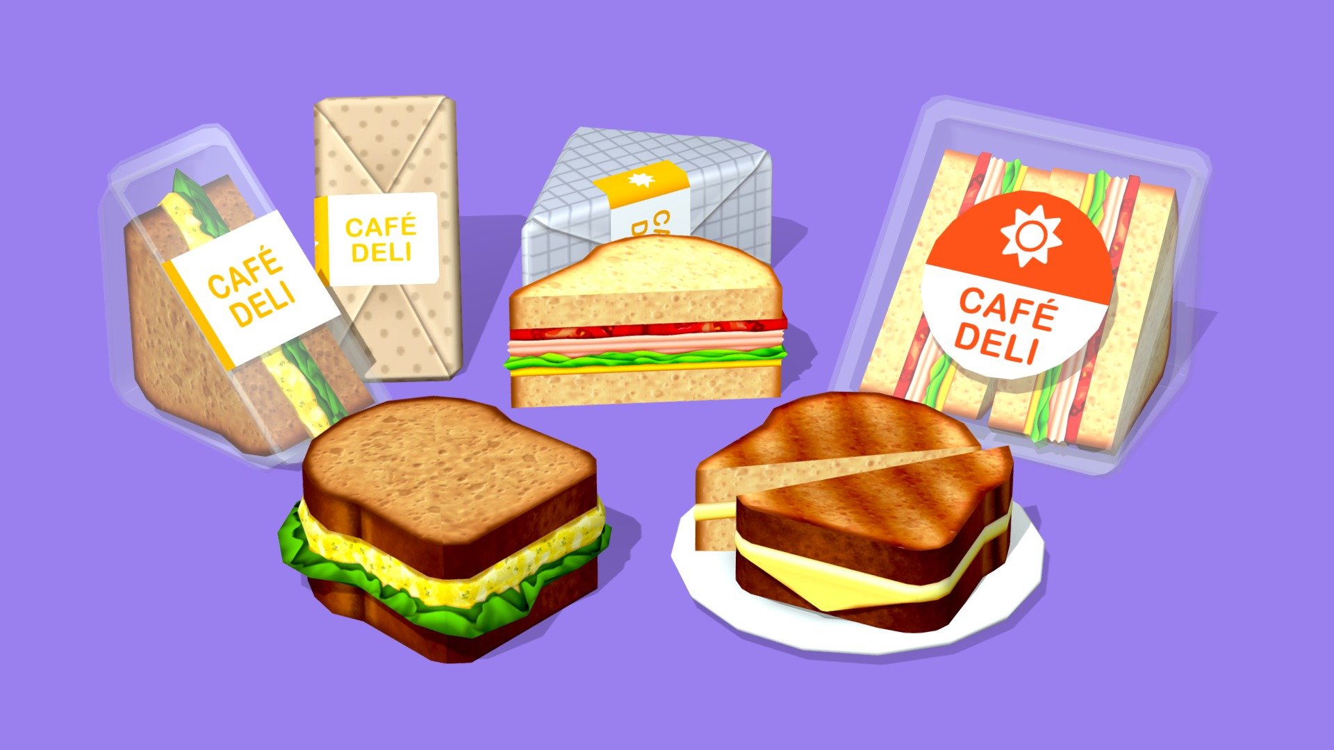 Cafe Sandwiches 3d model