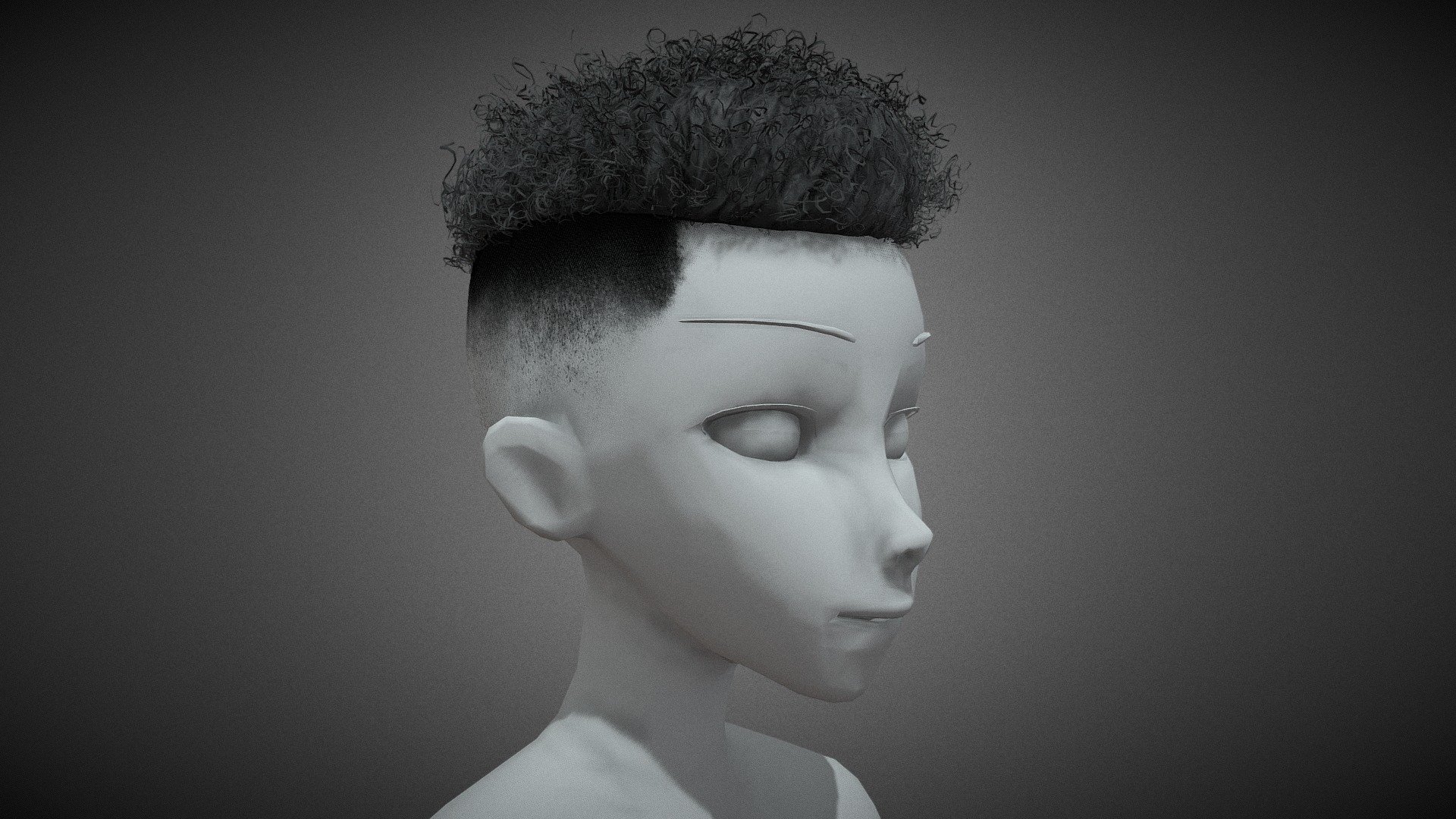 Male Hair Cards Style 12 3d model