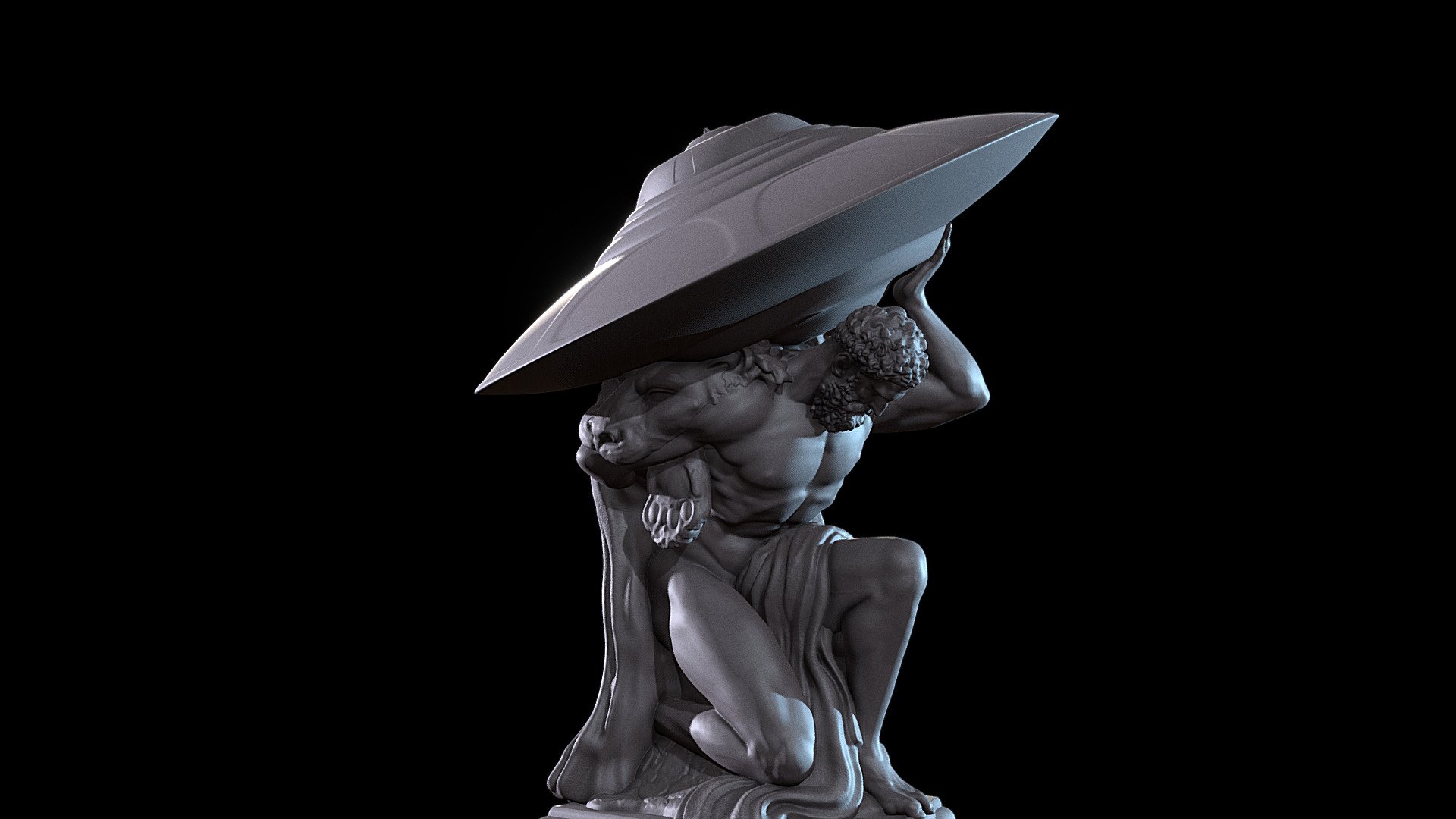 Hercules holding UFO 3d model