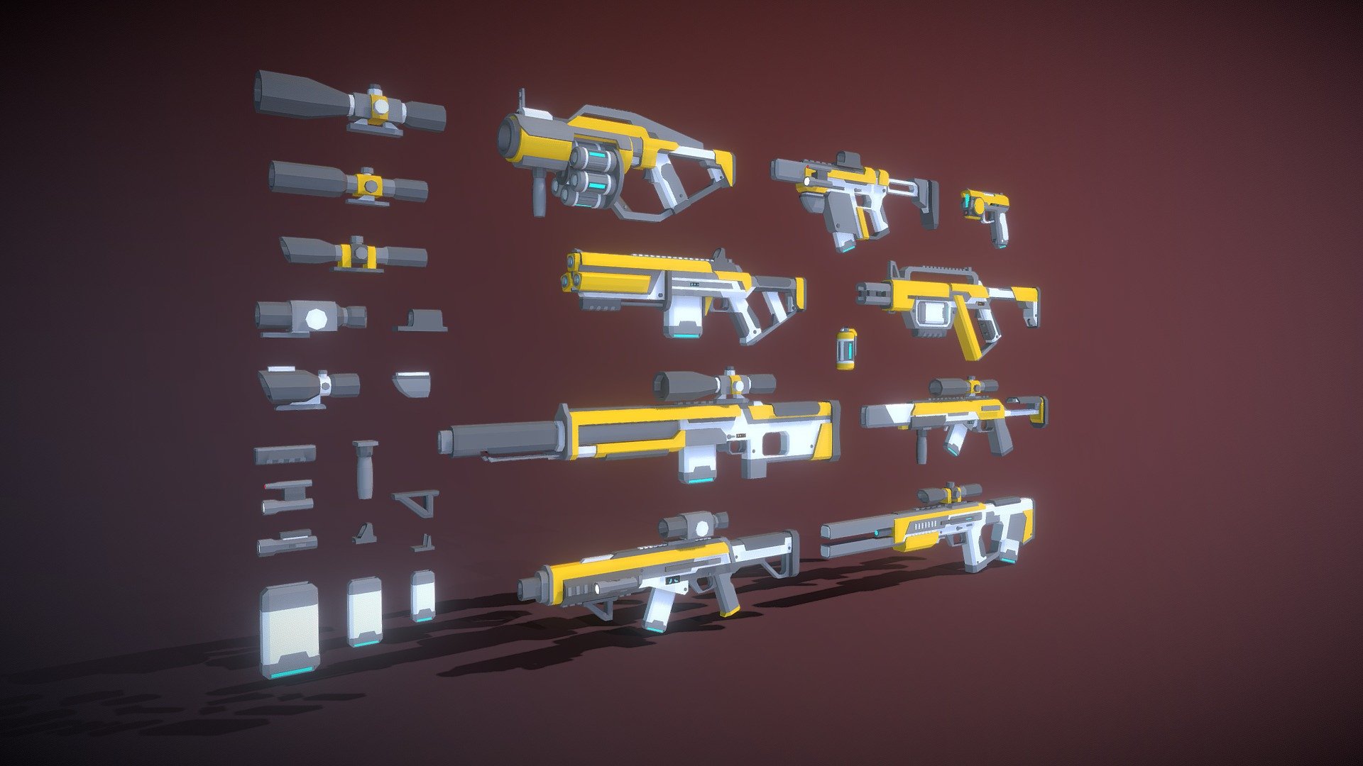 SciFi Gun Pack 3d model