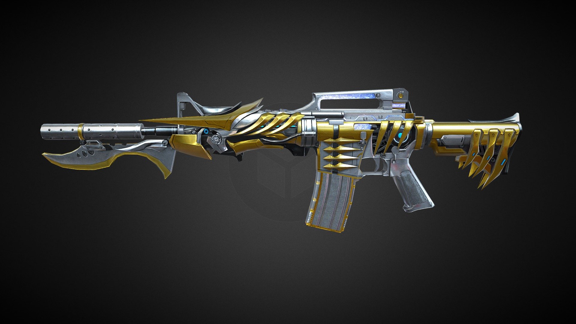 CrossFires M4A1S Prism Beast Imperial Gold 3d model