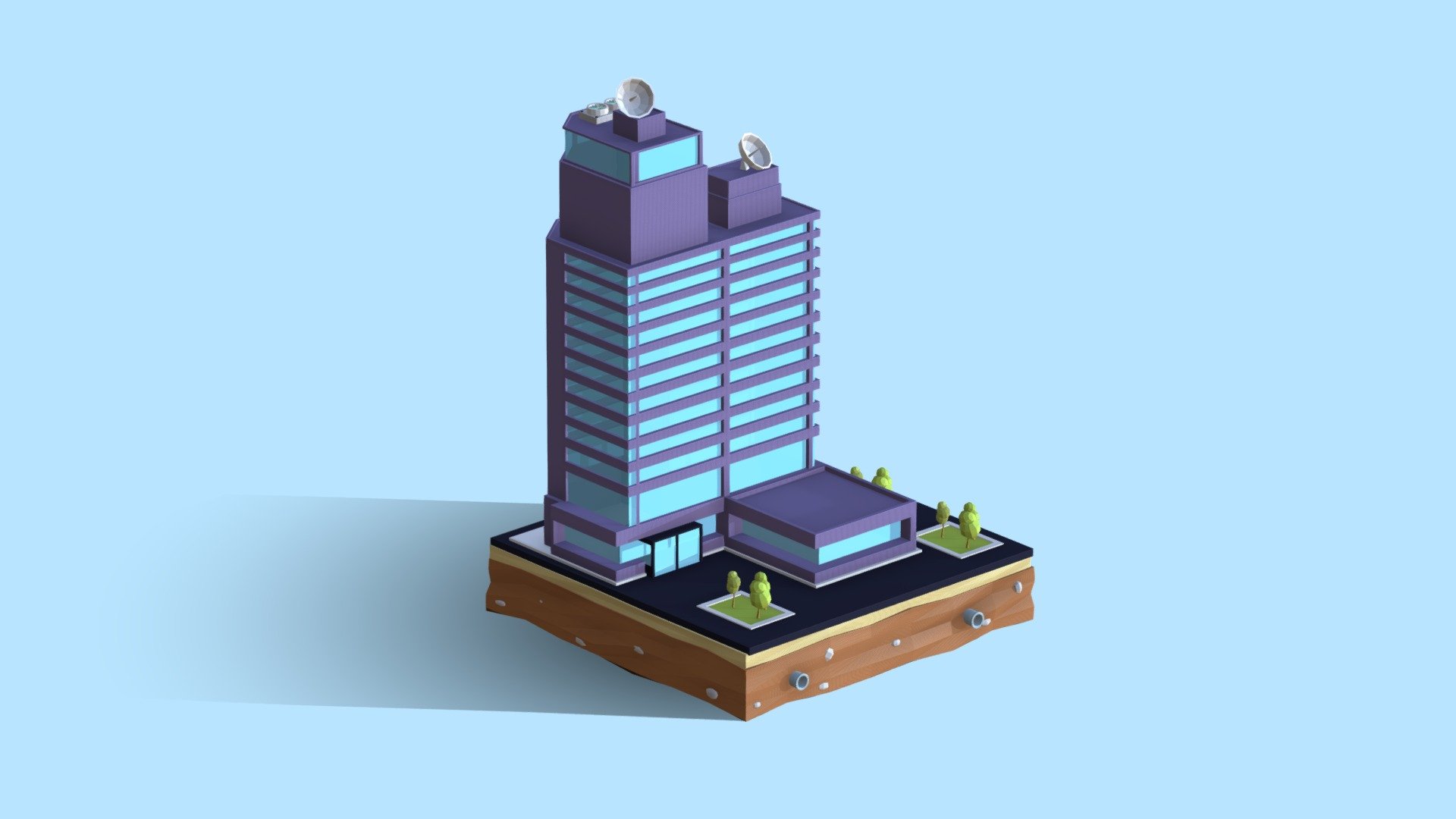 Low Poly Business Center City Building 3d model