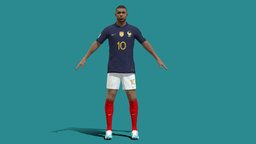 3D Rigged  Kylian Mbappe France Worldcup 2022