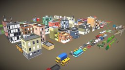 Modular Stylized Low Poly Cartoon City