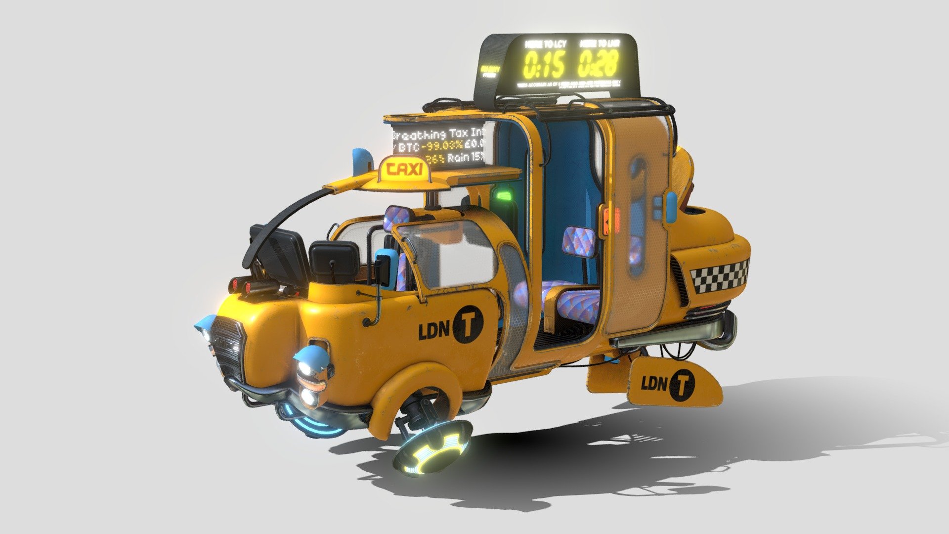 Cyberpunk Flying Taxicab 3d model