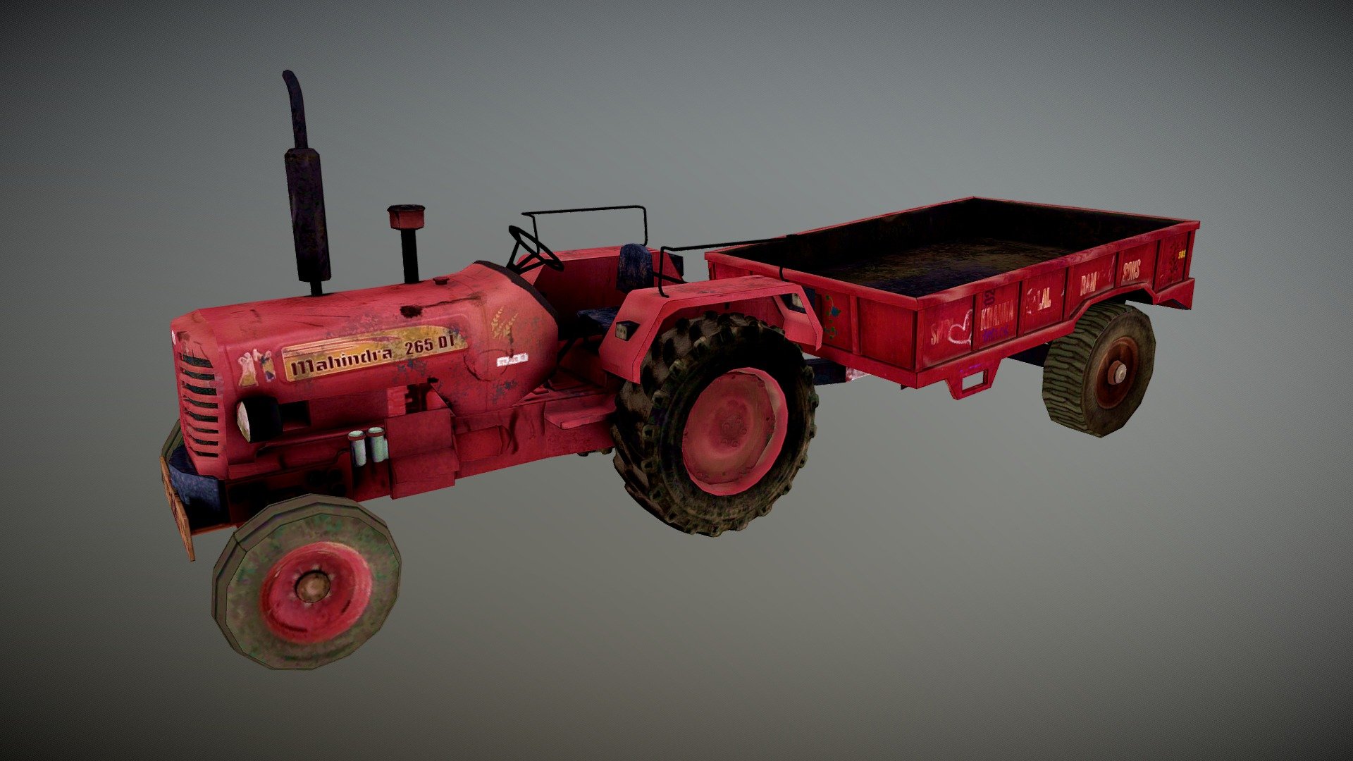 Old Farm Tractor 3d model