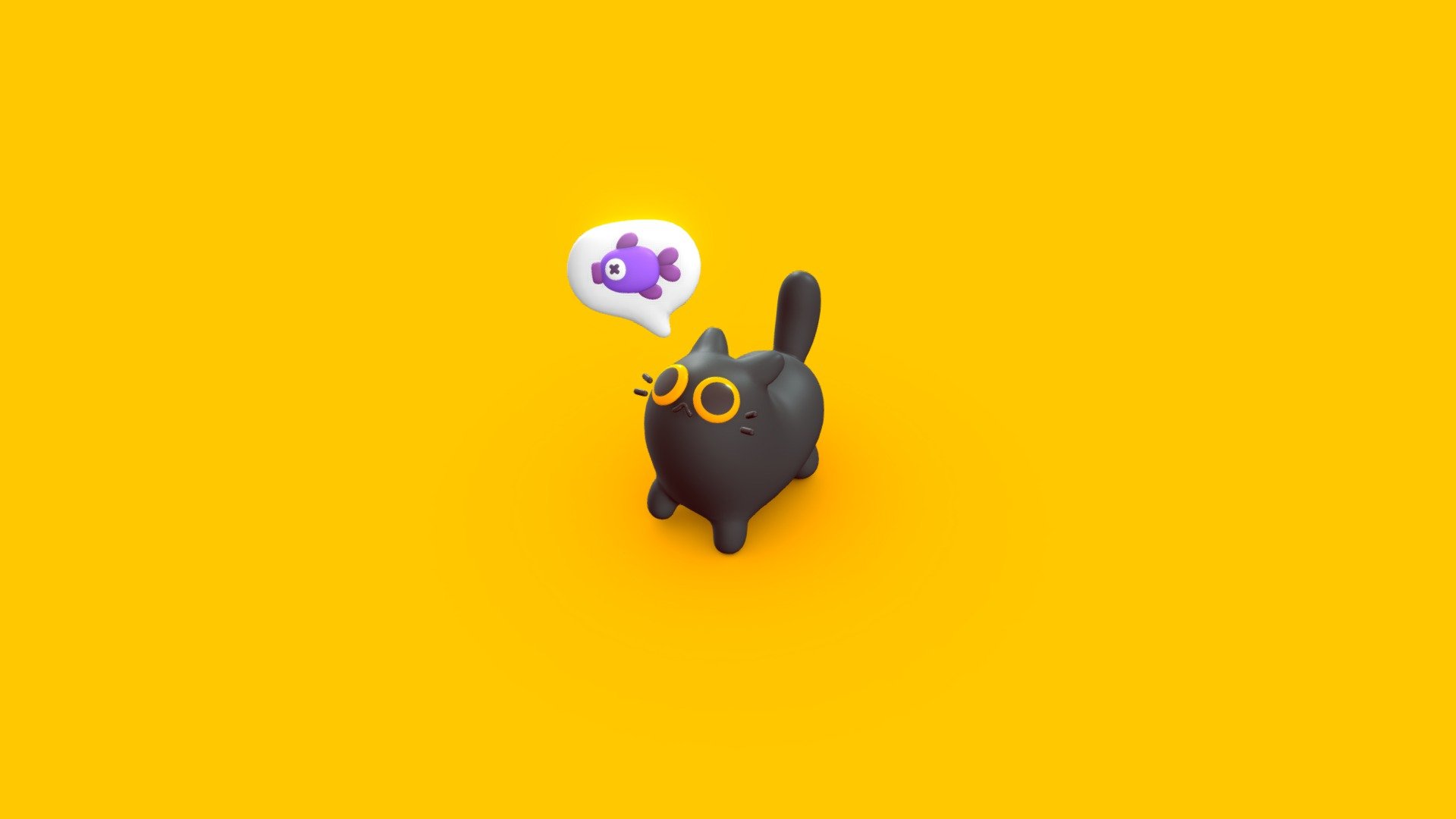 Pudgy Black Cat 3d model