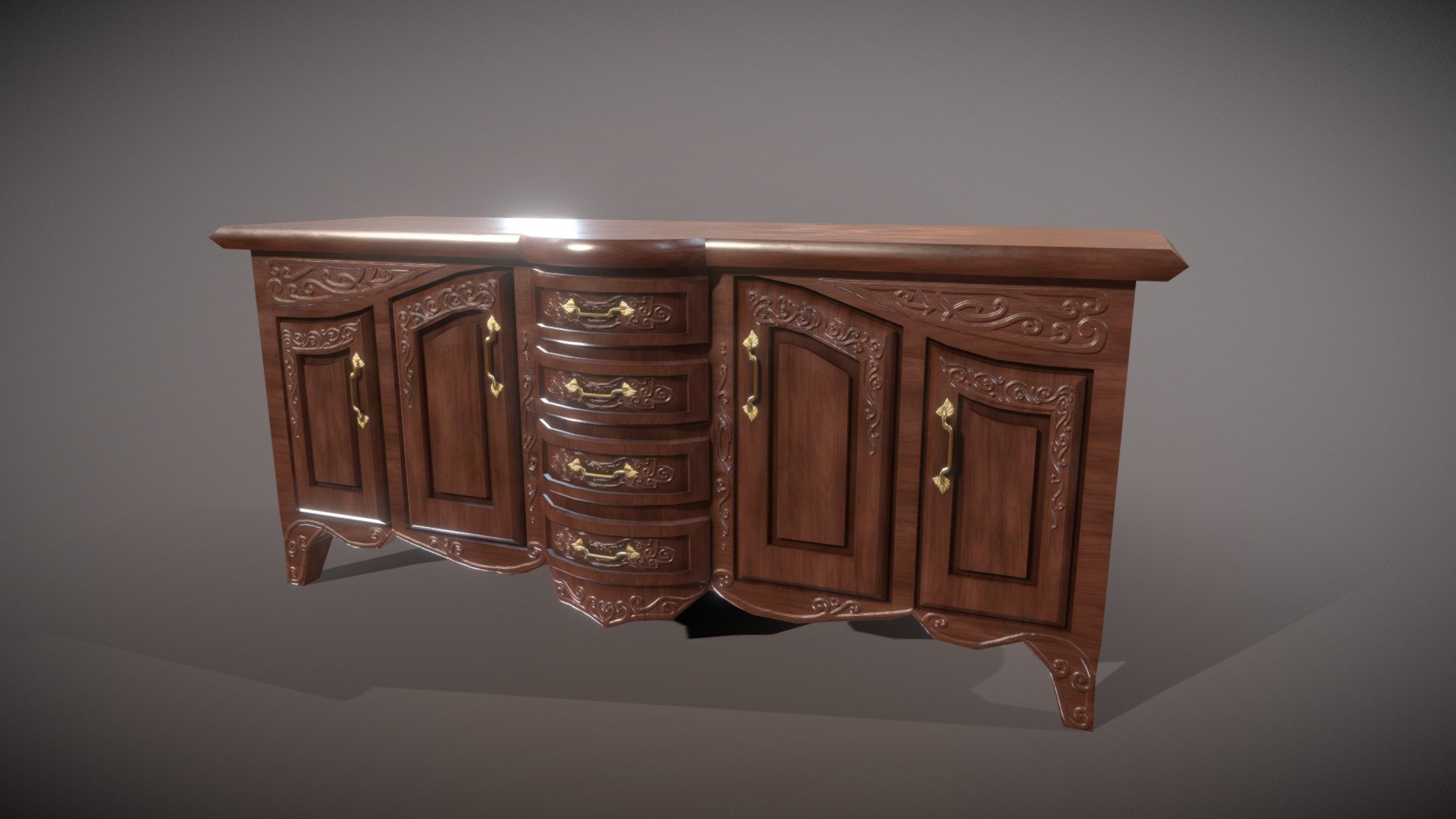 Fancy Cupboard lowpoly 3d model