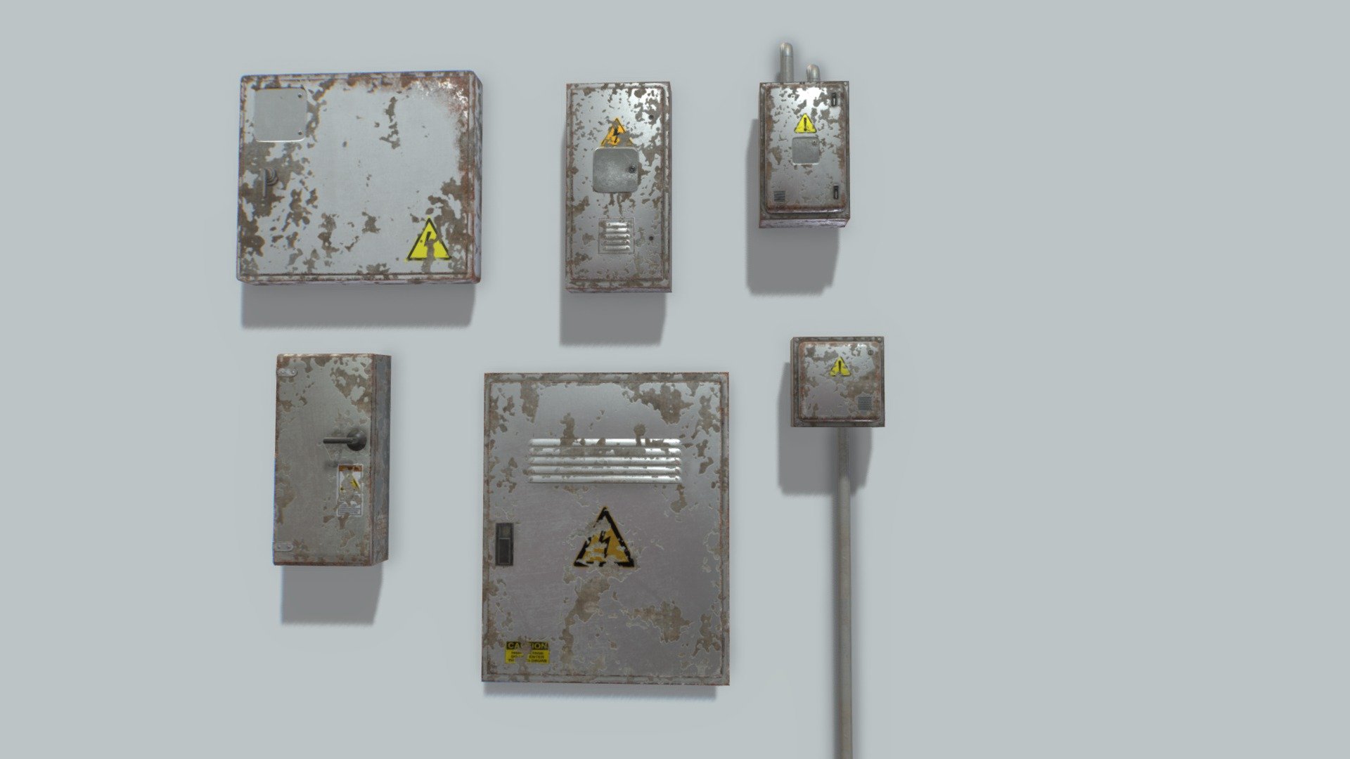 Old and Rusty Electrical Box Pack 2 3d model