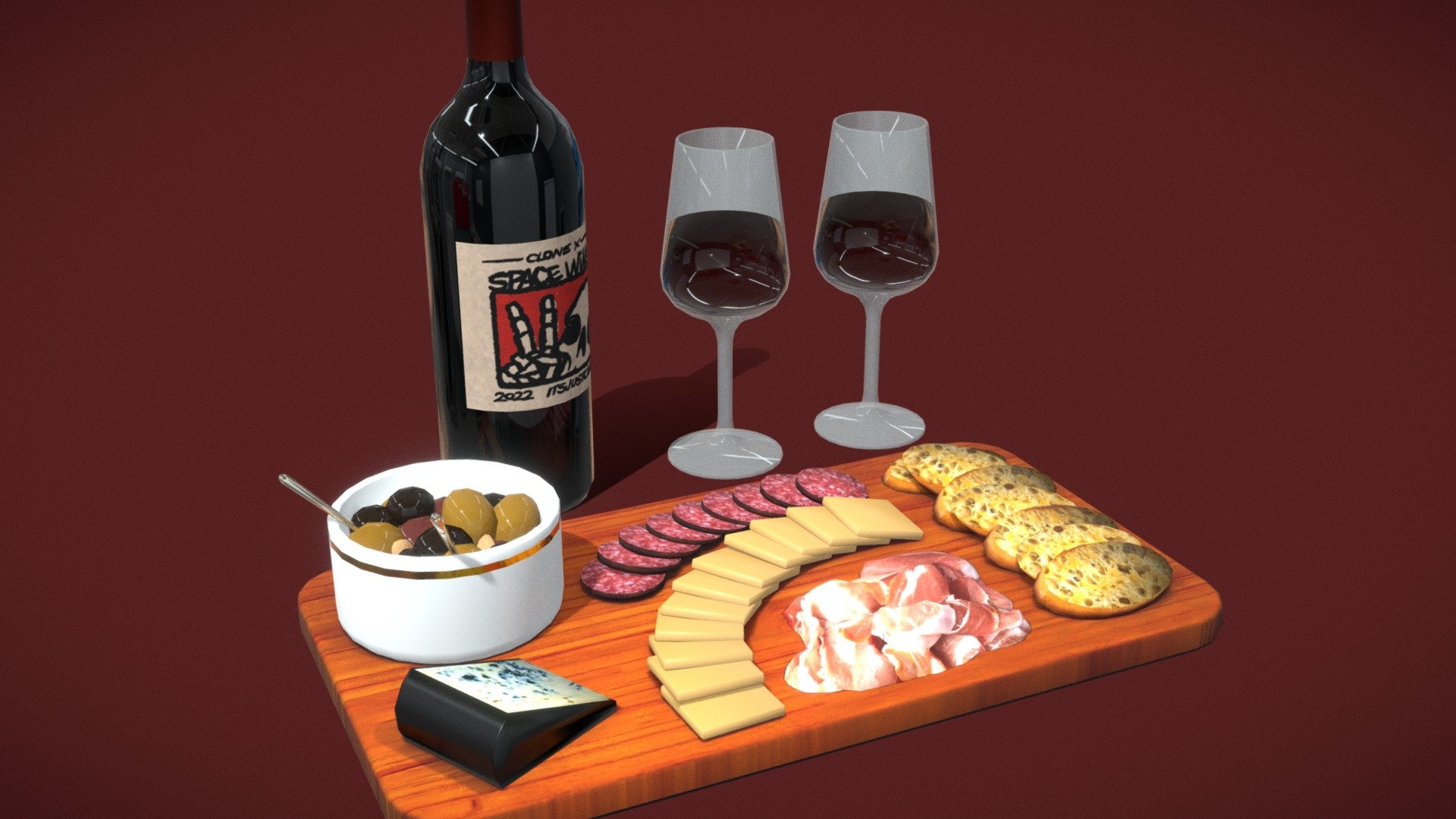 Charcuterie board for OnCyber spaces 3d model