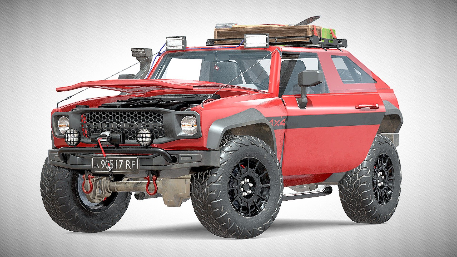 Generic 4x4 SUV Red 3d model