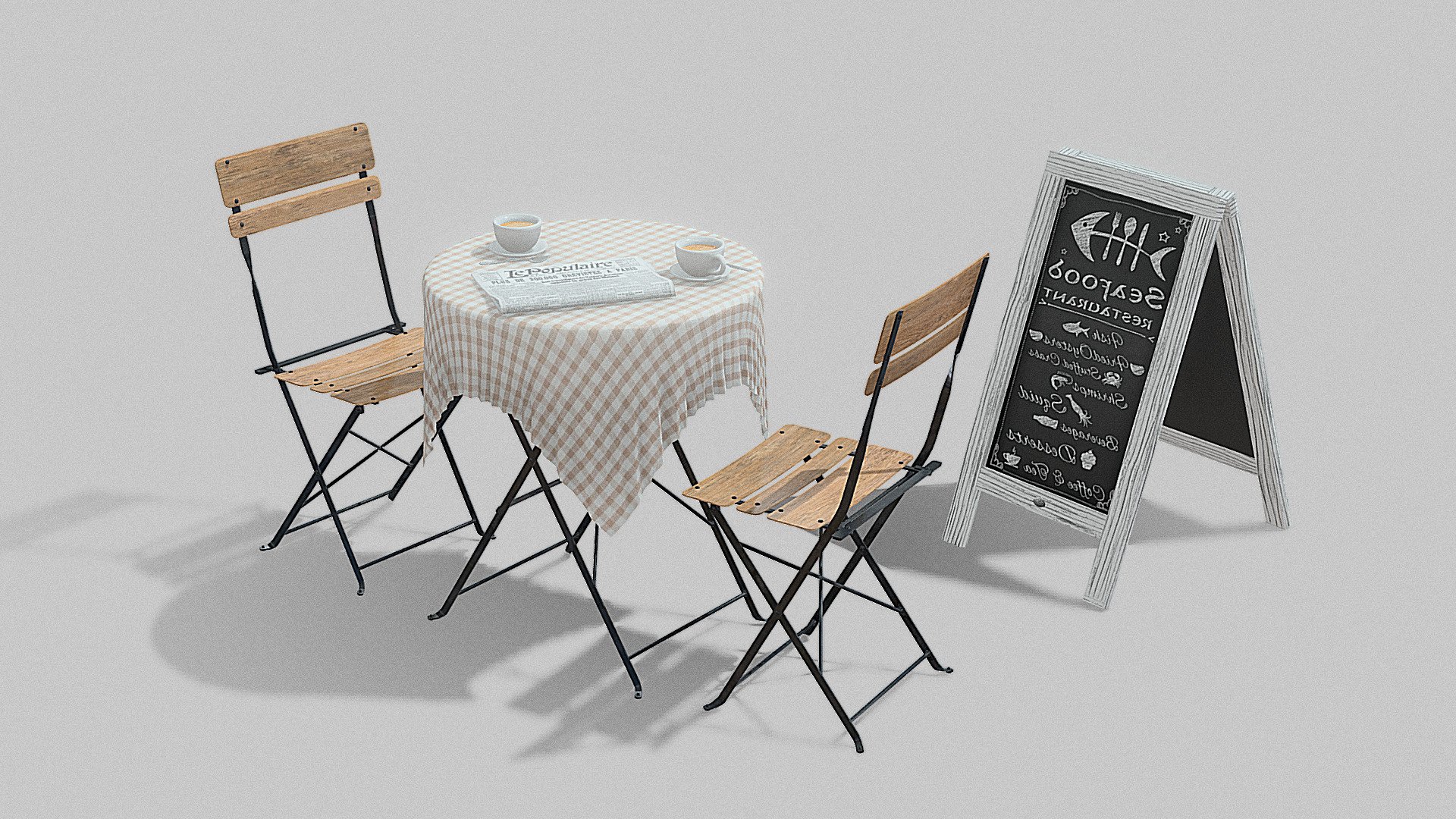 Street cafe objects 3d model