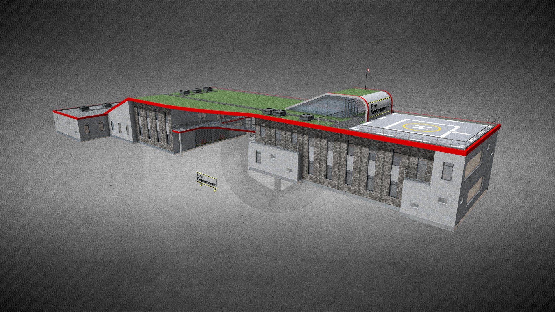 Modern Fire Station 3d model