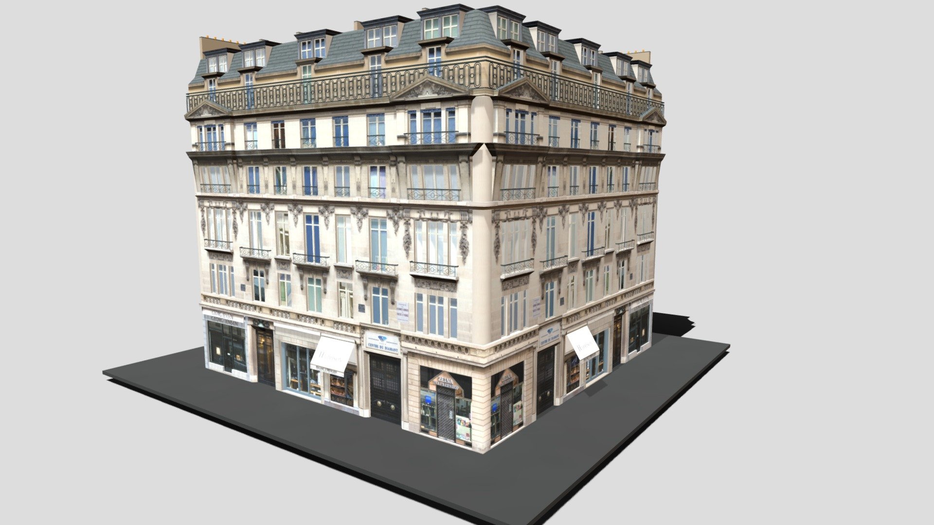 Typical Parisian Apartment Building 19 3d model