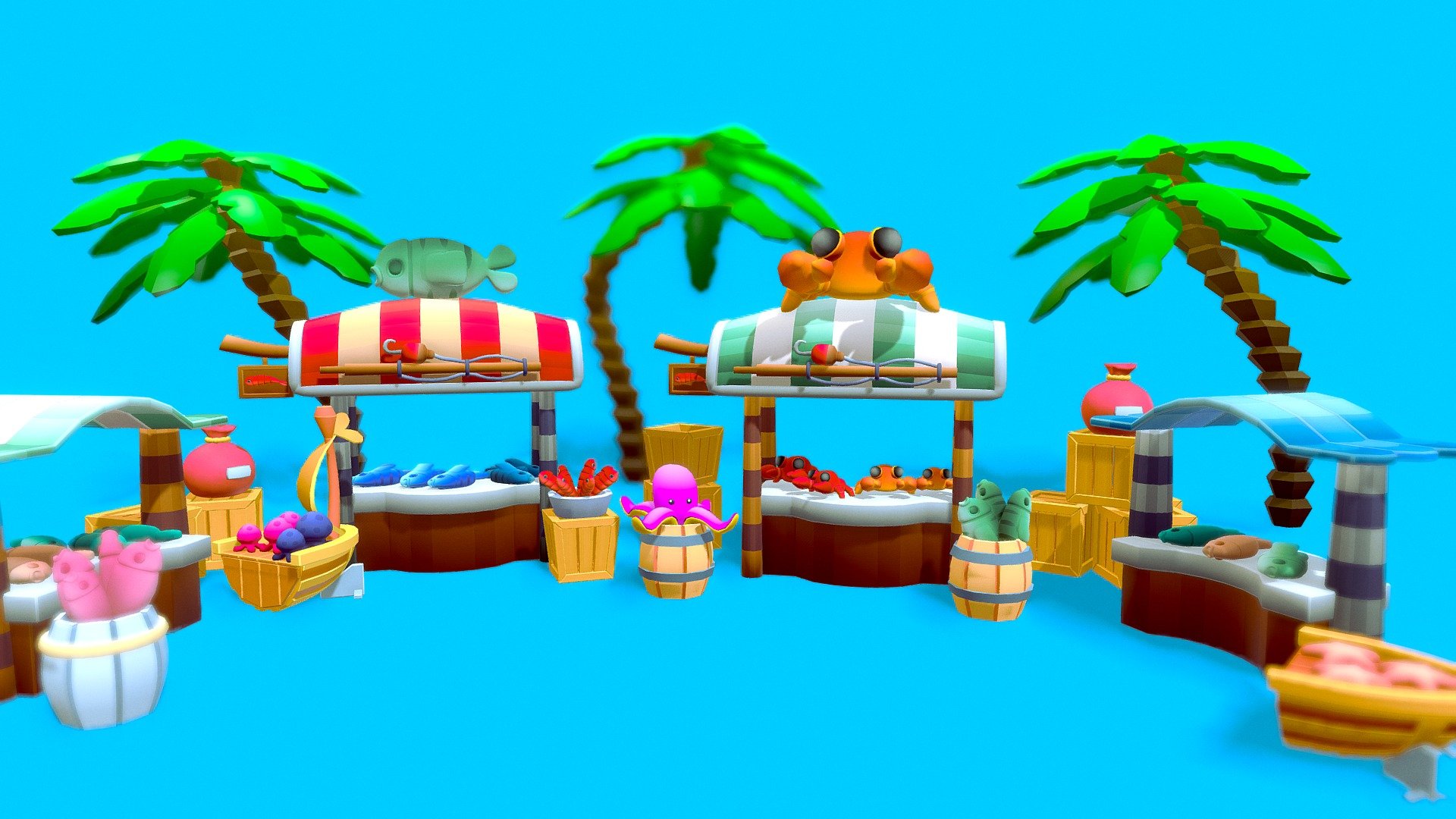 Stylize Fish Market 3d model