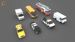 7 Low-Poly Service Cars Collection