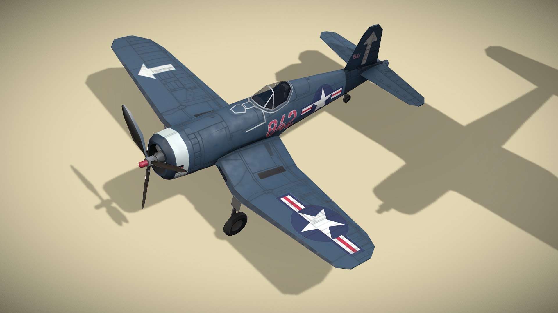 Vought F4U Corsair lowpoly WW2 fighter 3d model