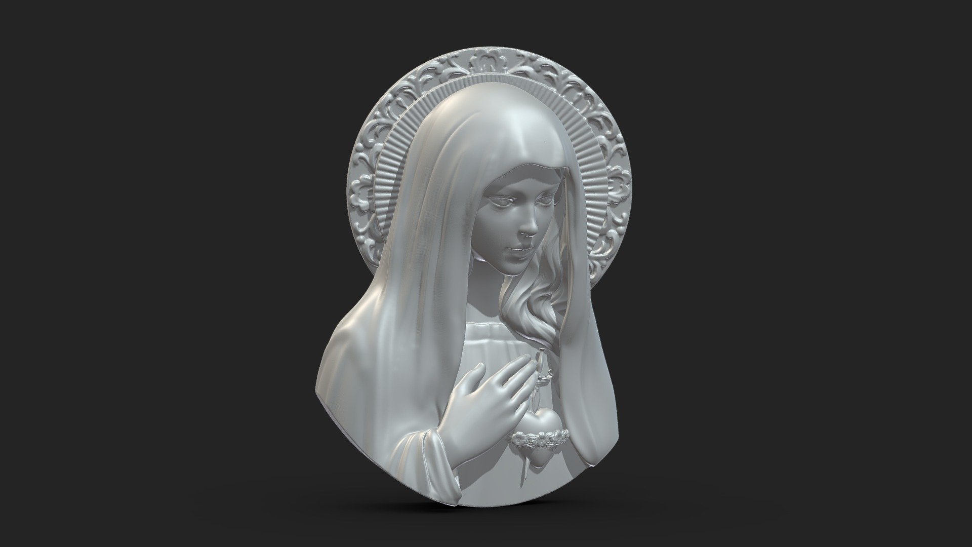 Virgin Mary With Sacred Heart 3D Print 3d model